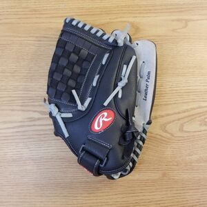 Rawlings 12.5" Softball Glove Black Gray Leather RSB125GB Right Hand Throw RHT